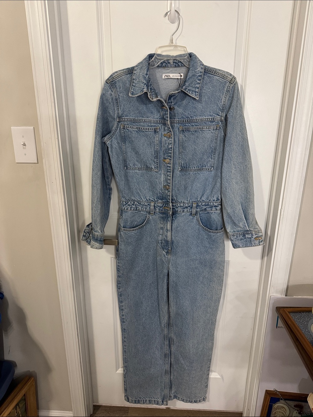 Zara Light Wash Denim Jumpsuit Overall
